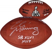 Signed Eli Manning Super Bowl XLVI Football w/ SB XLVI MVP - Steiner Sports Certified - Autographed Footballs Signed Eli Manning Super Bowl XLVI Football w/ SB XLVI MVP - Steiner Sports Certified - Autographed Footballs
