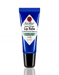 Not just any lip balm. Field-tested by hundreds of guys in extreme conditions, this is the go-to formula for maximum help in healing dry, cracked, chapped lips. Superior skin conditioners--Shea Butter and Avocado Oil--penetrate to immediately soothe and relieve. SPF 25 provides superior protection against sunburn, windburn and temperature extremes. Natural mint helps freshen breath while Green Tea soothes chapped lips. Not just any lip balm. Field-tested by hundreds of guys in extreme conditions, this is the go-to formula for maximum help in healing dry, cracked, chapped lips. Superior skin conditioners--Shea Butter and Avocado Oil--penetrate to immediately soothe and relieve. SPF 25 provides superior protection against sunburn, windburn and temperature extremes. Natural mint helps freshen breath while Green Tea soothes chapped lips.