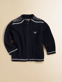 A bold logo detail adorns the shoulders of this cozy, zip-front sweater in a mockneck silhouette.MockneckLong sleevesZip-front40% viscose/25% polyamide/25% wool/5% cashmere/5% angoraDry cleanImported A bold logo detail adorns the shoulders of this cozy, zip-front sweater in a mockneck silhouette.MockneckLong sleevesZip-front40% viscose/25% polyamide/25% wool/5% cashmere/5% angoraDry cleanImported