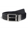 Kenneth Cole puts the polish in your workweek (and weekend) with the versatile design of this textured reversible leather belt.