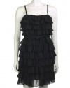 Juicy Couture Women's Black Tiered Chiffon Ruffle Dress