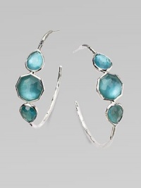 From the Wonderland Collection. Slender silver hoops set with three colorful doublets, in the gentle shade of well-worn denim, joining a layer of color-backed mother-of-pearl under faceted clear quartz for a rich effect of softness and depth.Mother-of-pearl and clear quartzSterling silverDiameter, about 1½Post backImported From the Wonderland Collection. Slender silver hoops set with three colorful doublets, in the gentle shade of well-worn denim, joining a layer of color-backed mother-of-pearl under faceted clear quartz for a rich effect of softness and depth.Mother-of-pearl and clear quartzSterling silverDiameter, about 1½Post backImported