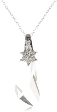 Sterling Silver Made with Swarovski Crystal Faceted Wing Shaped Pendant Necklace, 18 Sterling Silver Made with Swarovski Crystal Faceted Wing Shaped Pendant Necklace, 18