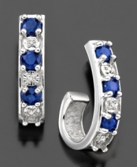 Savor the memory with these magnificent earrings featuring round-cut sapphire (1/2 ct. t.w.) and round-cut diamond accents set in 14k white gold. Approximate drop: 1/2 inches. Savor the memory with these magnificent earrings featuring round-cut sapphire (1/2 ct. t.w.) and round-cut diamond accents set in 14k white gold. Approximate drop: 1/2 inches.