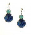 Mariana Spirit of Design Antique Silver Plated Round Drop Earrings in Lapis/White Opal