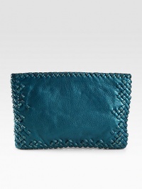 The beauty of Italian craftsmanship is evident in this bold style with luxurious woven python sides and a pebbled leather center.Hinged, magnetic top closureOne inside zip pocketSuede lining13W X 9H X 1DMade in Italy The beauty of Italian craftsmanship is evident in this bold style with luxurious woven python sides and a pebbled leather center.Hinged, magnetic top closureOne inside zip pocketSuede lining13W X 9H X 1DMade in Italy