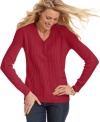 Stay cozy all season in Karen Scott's easy cable-knit sweater.