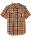 Pop in some plaid. This short-sleeved shirt from LRG enlivens your weekend wardrobe.