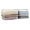 The velour front and absorbent terry cloth back makes this Hudson Park bath towel both beautiful and functional.
