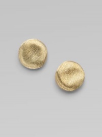 From the Jaipur Collection. Textured 18K gold in a simple, understated round design.18K gold Diameter, about ½ Butterfly clasp closure Made in Italy 