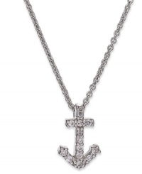 A look to stop you in your tracks. B. Brilliant's anchor pendant dazzles with round-cut cubic zirconias (1/5 ct. t.w.) providing a lustrous touch. Crafted from sterling silver. Approximate length: 18 inches + 3-inch extender. Approximate drop: 1/2 inch. A look to stop you in your tracks. B. Brilliant's anchor pendant dazzles with round-cut cubic zirconias (1/5 ct. t.w.) providing a lustrous touch. Crafted from sterling silver. Approximate length: 18 inches + 3-inch extender. Approximate drop: 1/2 inch.