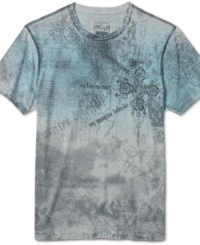 A multicolor graphic gives this Retrofit tee its unique and sleek style. A multicolor graphic gives this Retrofit tee its unique and sleek style.