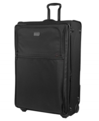 Larger than life luxury. The Tumi Alpha collection's largest wheeled packing case, this amazing expandable upright offers the option of carrying suits and even has a removable tote bag to help you bring home extra items acquired during your travels. Tumi quality assurance warranty. Larger than life luxury. The Tumi Alpha collection's largest wheeled packing case, this amazing expandable upright offers the option of carrying suits and even has a removable tote bag to help you bring home extra items acquired during your travels. Tumi quality assurance warranty.