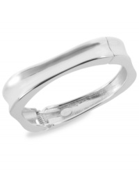 Shaping up quite nicely, Robert Lee Morris offers this square hinged bangle. Crafted from silver-tone mixed metal, the bracelet also features a concave design for added flair. Approximate diameter: 2-1/4 inches. Shaping up quite nicely, Robert Lee Morris offers this square hinged bangle. Crafted from silver-tone mixed metal, the bracelet also features a concave design for added flair. Approximate diameter: 2-1/4 inches.