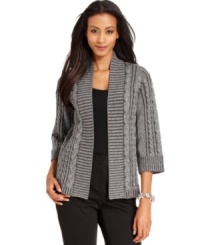 Easy to layer and always classic in chic cable-knit, Charter Club's open-front cardigan is a wardrobe staple. Easy to layer and always classic in chic cable-knit, Charter Club's open-front cardigan is a wardrobe staple.