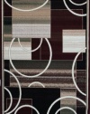 Generations Brand New Contemporary Reds Burgundy Modern Square and Circles Area Rug 5'2 x 7'3