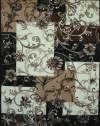 Generations Brand New Contemporary Floral Black Modern Wavy Circles Area Rug 5'2 x 7'3