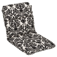 Pillow Perfect Indoor/Outdoor Black/Beige Damask Chair Cushion Rounded Pillow Perfect Indoor/Outdoor Black/Beige Damask Chair Cushion Rounded