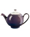 A true gem, the Amethyst teapot is simply glazed but boldly hued, in deep indigo and crisp white from Denby's collection of dinnerware. The dishes can embrace their luxe color alone or they can be paired with the playful dots of Amethyst Stone for a well-balanced and uniquely customized table setting.