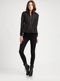 A refined take on the classic quilted puffer, finished with snap-tab details and a peplum silhouette.Foldover collarZip frontBanded waist with snap tab detailsSnap flap pocketsSnap-tab cuffsFlared peplumFully linedAbout 22 from shoulder to hemPolyesterDry cleanImported of Italian fabricModel shown is 5'10 (177cm) wearing US size 4. A refined take on the classic quilted puffer, finished with snap-tab details and a peplum silhouette.Foldover collarZip frontBanded waist with snap tab detailsSnap flap pocketsSnap-tab cuffsFlared peplumFully linedAbout 22 from shoulder to hemPolyesterDry cleanImported of Italian fabricModel shown is 5'10 (177cm) wearing US size 4.