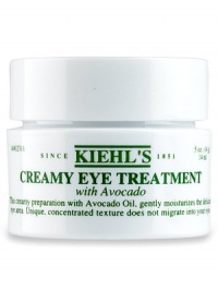 Only the finest ingredients are used for Kiehl's rich, Creamy Eye Treatment with avocado. Contains Vitamin A, Avocado Oil and fatty acids in a unique non-migrating formula that stays in place and provides superb hydration to the delicate skin around the eye area. 0.5 oz. Only the finest ingredients are used for Kiehl's rich, Creamy Eye Treatment with avocado. Contains Vitamin A, Avocado Oil and fatty acids in a unique non-migrating formula that stays in place and provides superb hydration to the delicate skin around the eye area. 0.5 oz.