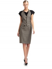 THE LOOKHalter styleButton frontDual front welt pocketsAdjustable buckle strap at open backTHE FITAbout 21 from shoulder to hemTHE MATERIAL83% virgin wool/16% silk/1% elastaneFully linedCARE & ORIGINDry cleanMade in ItalyModel shown is 5'10 (177cm) wearing US size 4. THE LOOKHalter styleButton frontDual front welt pocketsAdjustable buckle strap at open backTHE FITAbout 21 from shoulder to hemTHE MATERIAL83% virgin wool/16% silk/1% elastaneFully linedCARE & ORIGINDry cleanMade in ItalyModel shown is 5'10 (177cm) wearing US size 4.