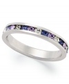 Traditions beautiful stacking ring is perfect when paired with other slim rings, but makes a pretty sparkling statement all its own. Crafted in sterling silver, a thin band features a round-cut gradation of dark blue, purple and clear crystals with Swarovski elements. Size 5-10.