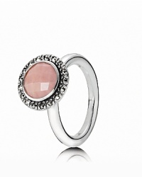 PANDORA's vintage-inspired ring adds instant glamour to special occasion and everyday looks. A faceted pink opal stone pops against marcasite-studded setting. PANDORA's vintage-inspired ring adds instant glamour to special occasion and everyday looks. A faceted pink opal stone pops against marcasite-studded setting.