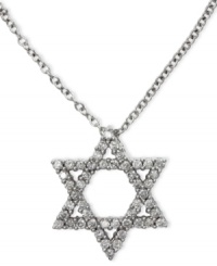 Celebrate your faith in style. EFFY Collection's beautiful, cut-out Star of David pendant shines with the addition of round-cut diamonds (1/4 ct. t.w.) set in 14k white gold. Approximate length: 18 inches. Approximate drop length: 5/8 inch. Approximate drop width: 1/2 inch. Celebrate your faith in style. EFFY Collection's beautiful, cut-out Star of David pendant shines with the addition of round-cut diamonds (1/4 ct. t.w.) set in 14k white gold. Approximate length: 18 inches. Approximate drop length: 5/8 inch. Approximate drop width: 1/2 inch.