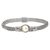 925 Silver & Mabe Pearl Bracelet with 18k Gold Accents- 7.5 IN