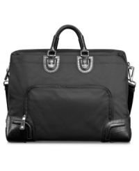 Packed with style & sophistication, this sporty upgrade combines dependable durability with professional, feminine detailing. Classic embossed leather trim defines the exterior, while a laptop sleeve, removable accessory pouch, jewelry & media pockets and more create an always prepared interior. 5-year warranty.