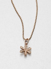 Pavé diamonds embellish this warm, 14k rose gold floral pendant on a ball chain. Diamonds, .06 tcw14k rose goldLength, about 16Pendant size, about .33Lobster clasp closureMade in Italy and imported Pavé diamonds embellish this warm, 14k rose gold floral pendant on a ball chain. Diamonds, .06 tcw14k rose goldLength, about 16Pendant size, about .33Lobster clasp closureMade in Italy and imported