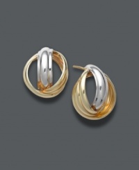 Give her the gift of love. These simple knotted studs are symbolic and timeless. Crafted in 14k gold and 14k white gold. Approximate diameter: 3/4 inch. Give her the gift of love. These simple knotted studs are symbolic and timeless. Crafted in 14k gold and 14k white gold. Approximate diameter: 3/4 inch.