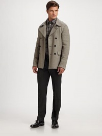 A tailored dress trouser for the modern man of style, set in a rich wool blend.Flat-front styleSide slash, back welt pocketsInseam, about 3160% wool/38% microfiber/2% elastaneDry cleanImported A tailored dress trouser for the modern man of style, set in a rich wool blend.Flat-front styleSide slash, back welt pocketsInseam, about 3160% wool/38% microfiber/2% elastaneDry cleanImported