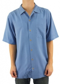 Tommy Bahama Mens Blue Short Sleeve Polo Collar Button-Up Shirt Tommy Bahama Mens Blue Short Sleeve Polo Collar Button-Up Shirt
