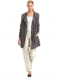 THE LOOKDraped open frontLong sleevesContrast trimSelf tie beltSide slash pocketsTHE FITAbout 32 from shoulder to hemTHE MATERIAL37% polyamide/32% cashmere/31% mohairCARE & ORIGINHand wash ImportedModel shown is 5'10 (177cm) wearing US size Small. THE LOOKDraped open frontLong sleevesContrast trimSelf tie beltSide slash pocketsTHE FITAbout 32 from shoulder to hemTHE MATERIAL37% polyamide/32% cashmere/31% mohairCARE & ORIGINHand wash ImportedModel shown is 5'10 (177cm) wearing US size Small.