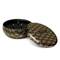 Voluspa Makassar Ebony & Peach 3-Wick Tin Candle presents an elegant and glamorous fusion of warm ebony wood, rich mahogany, sliced Mirabelle peach and sweet peony. Here in a dazzling Art-Deco-inspired tin. Voluspa Makassar Ebony & Peach 3-Wick Tin Candle presents an elegant and glamorous fusion of warm ebony wood, rich mahogany, sliced Mirabelle peach and sweet peony. Here in a dazzling Art-Deco-inspired tin.