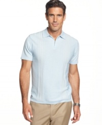 Standout with subtle style and pleated detailing in this polo shirt from Cubavera. Standout with subtle style and pleated detailing in this polo shirt from Cubavera.