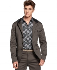 Banish your boring blazers and don this modern hip hooded jacket from Sons of Intrigue. (Clearance) Banish your boring blazers and don this modern hip hooded jacket from Sons of Intrigue. (Clearance)