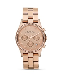 In this season's must-have metal, MARC BY MARC JACOBS' rose-gold plated chronograph is a covet-worthy upgrade. And with a touch of glitz, this piece is perfect for round-the-clock wear. In this season's must-have metal, MARC BY MARC JACOBS' rose-gold plated chronograph is a covet-worthy upgrade. And with a touch of glitz, this piece is perfect for round-the-clock wear.