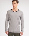 Soft and comfortable, this versatile tee can be worn for sleep, lounge or as an outerwear shirt, featuring contrasting trim at the collar.CrewneckCottonMachine washImported