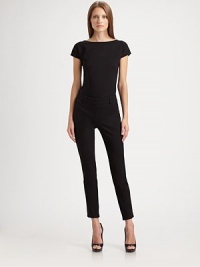 Sleek stretch jersey, tailored in a form-fitting silhoeutte with an alluring scooped back.BoatneckCap sleevesBust dartsScooped back with concealed zipViscose/polyamide/elastaneDry cleanImported of Italian fabricModel shown is 5'10 (177cm) wearing US size 4. Sleek stretch jersey, tailored in a form-fitting silhoeutte with an alluring scooped back.BoatneckCap sleevesBust dartsScooped back with concealed zipViscose/polyamide/elastaneDry cleanImported of Italian fabricModel shown is 5'10 (177cm) wearing US size 4.