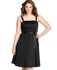 Be the image of classic elegance with Spense's sleeveless plus size dress, accentuated by a belted waist. (Clearance) Be the image of classic elegance with Spense's sleeveless plus size dress, accentuated by a belted waist. (Clearance)