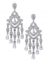 Grand sophistication, by Eliot Danori. A timeless chandelier earring silhouette is adorned with crystal and cubic zirconia sparkle (12 ct. t.w.). Crafted in rhodium-plated mixed metal. Approximate drop: 2 inches.