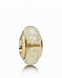 Artsy spirals adorn this glossy murano glass charm. Logo-engraved 14K gold trim expresses the PANDORA signature. Artsy spirals adorn this glossy murano glass charm. Logo-engraved 14K gold trim expresses the PANDORA signature.
