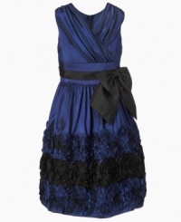 Bonnie Jean delivers a sweet taffeta dress with flowing ruffles to create a rich, layered look that's perfect for her next big event. Bonnie Jean delivers a sweet taffeta dress with flowing ruffles to create a rich, layered look that's perfect for her next big event.