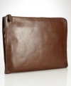 A sleek leather construction makes this portfolio a polished pick for stowing and transporting important documents.