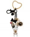 Animal attraction. This key chain from Betsey Johnson, crafted from antique gold-tone mixed metal with a plethora of other charms featuring glass crystal accents, is an eclectic accessory you're sure to love. Item comes packaged in a signature Betsey Johnson Gift Box. Approximate drop: 1-1/3 inches.