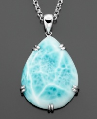 Make a statement. This sterling silver pendant features stunning pear-cut larimar. Approximate length: 30 inches. Approximate drop: 2 inches. Make a statement. This sterling silver pendant features stunning pear-cut larimar. Approximate length: 30 inches. Approximate drop: 2 inches.