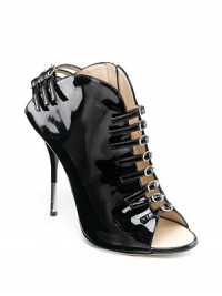 THE LOOKPatent leather buckled upperPeep toeOpen back with bucklesSide zipTHE FITMetal-tipped heel, 4½ (115mm)THE MATERIALPatent leather upperLeather sole and liningORIGINMade in Italy THE LOOKPatent leather buckled upperPeep toeOpen back with bucklesSide zipTHE FITMetal-tipped heel, 4½ (115mm)THE MATERIALPatent leather upperLeather sole and liningORIGINMade in Italy